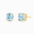 Blue Topaz Round Stud Earrings 6 mm in 18k Gold Vermeil