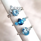 London Blue and Swiss Blue Topaz Ring in 18k Gold Vermeil