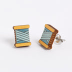 Bobbin Wooden Earrings  - Teal, Purple or Orange