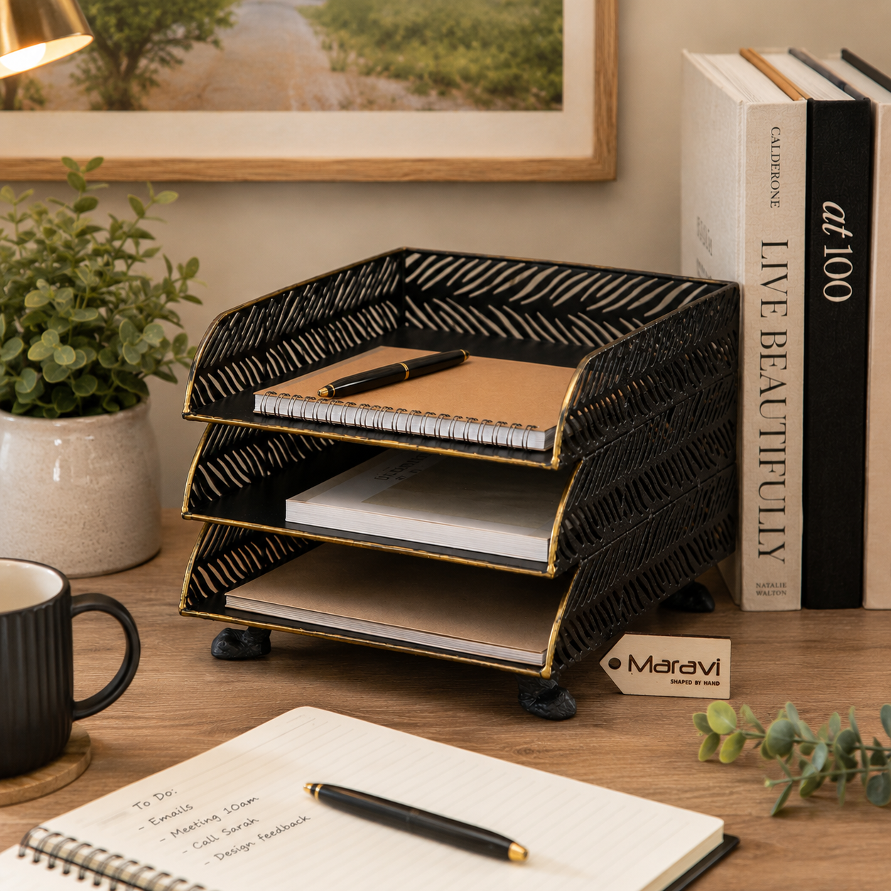 Borgal Leaf Design Metal Filing Trays