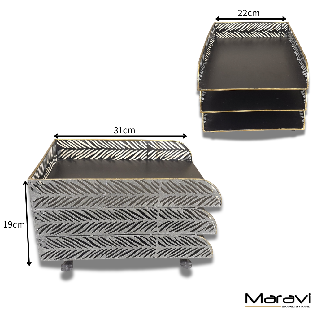 Borgal Leaf Design Metal Filing Trays