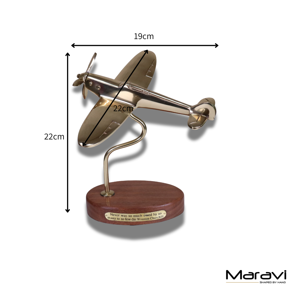Brass Spitfire Model With Churchill Quote Plaque