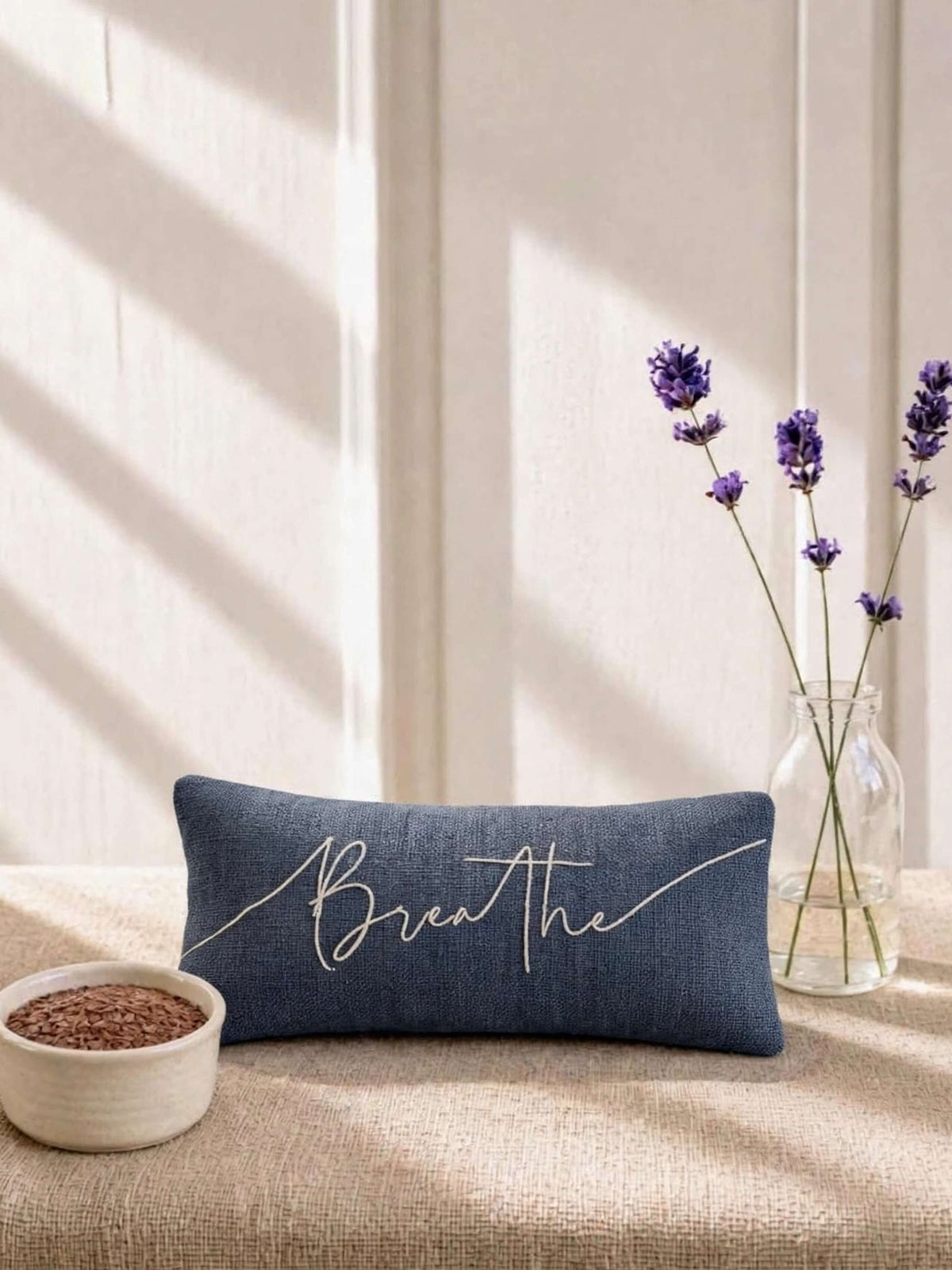 Breathe Embroidered Linen and Lavender Eye Pillow