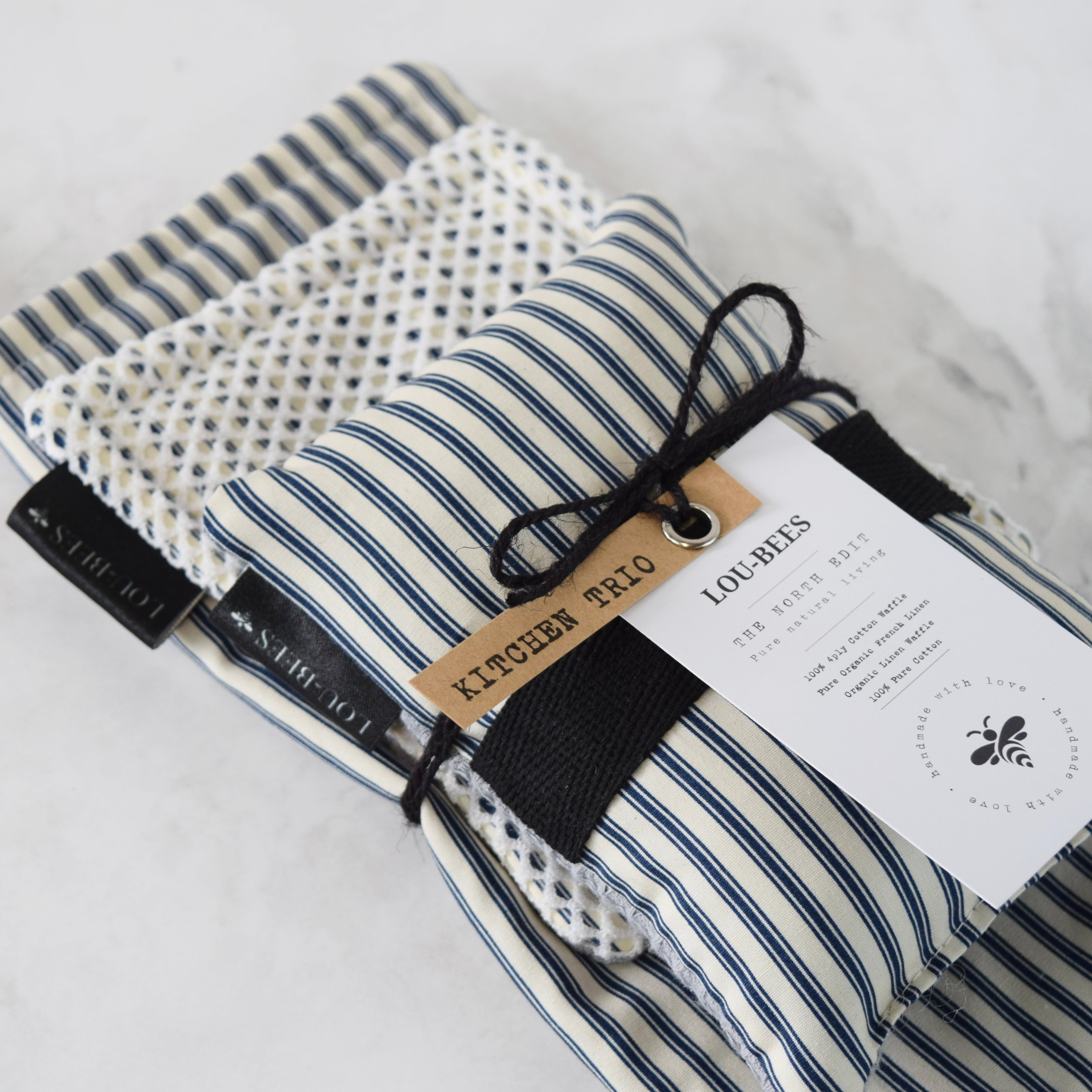 French Inspired Navy Stripe Kitchen Trio