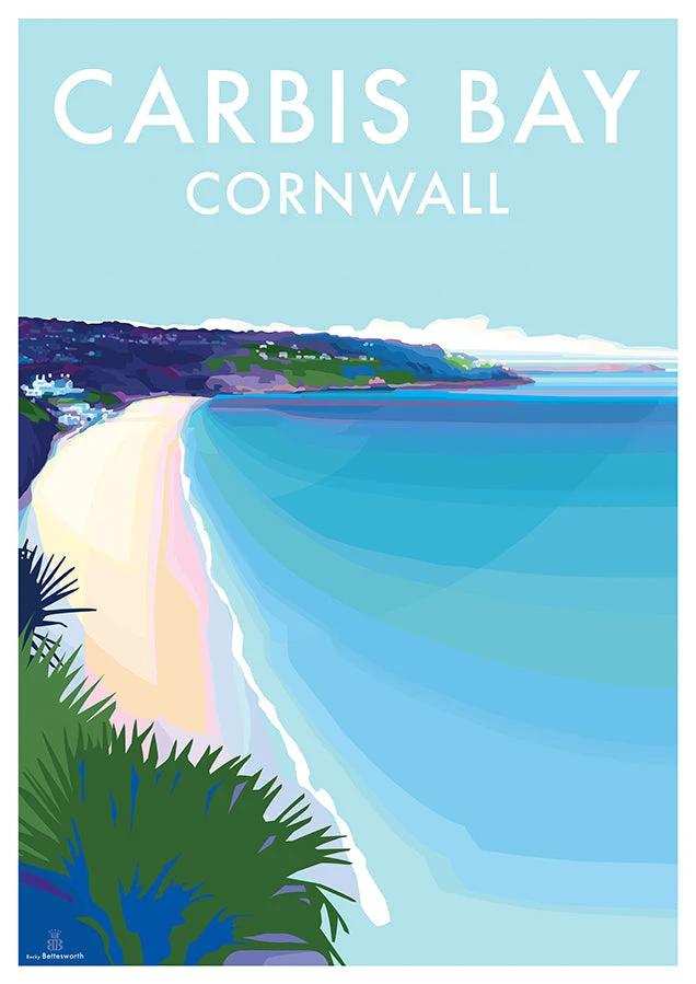 Carbis Bay Print – Vintage Travel Poster by Becky Bettesworth by BeckyBettesworth (carbis-bay)