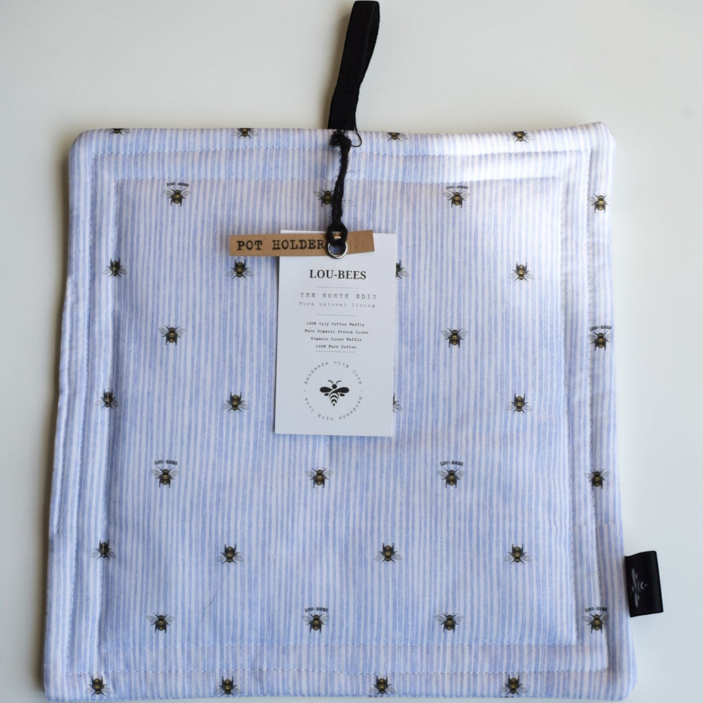 Blue Bee Pot Holder