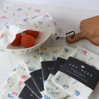 Ditsy Floral White (Large 14” x 11”) Reusable self sticking Beeswax food Wraps.