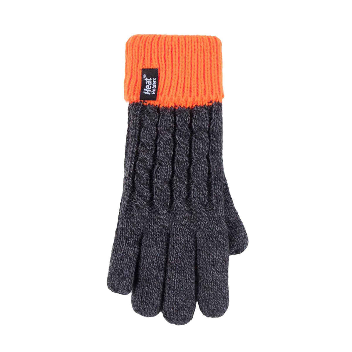 Boys Kids Cable Knit Warm Fleece Lined Thermal Winter Hat & Gloves Set