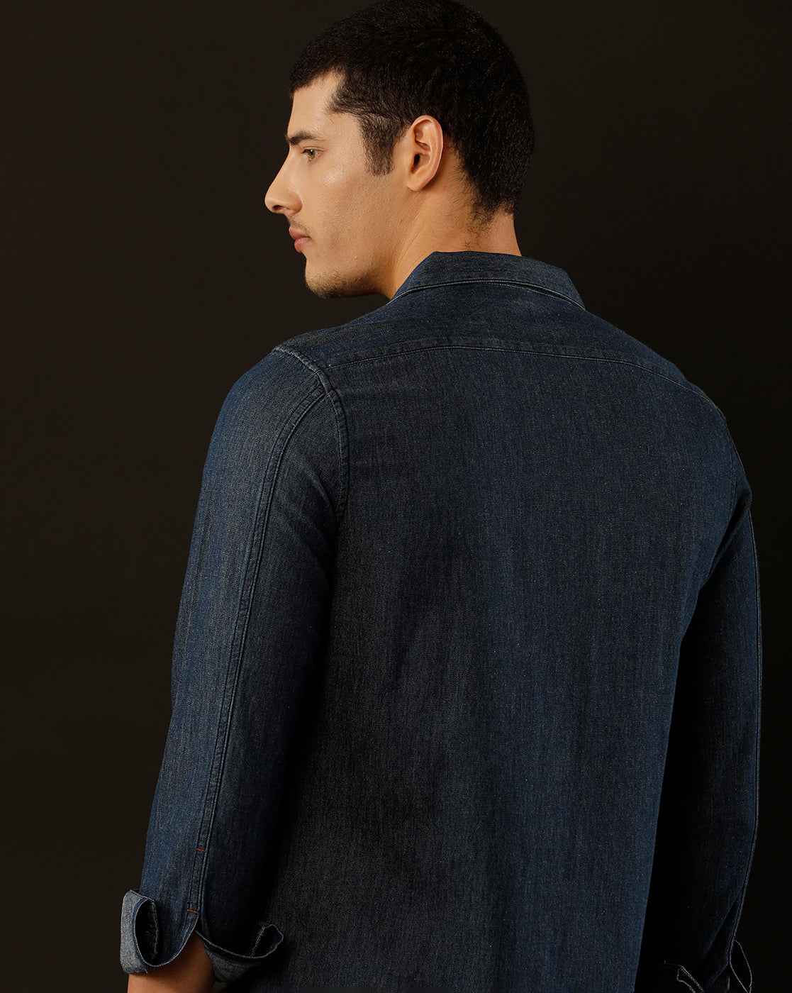 Men's Slim Fit Solid Denim Casual Shirt (CULEX)