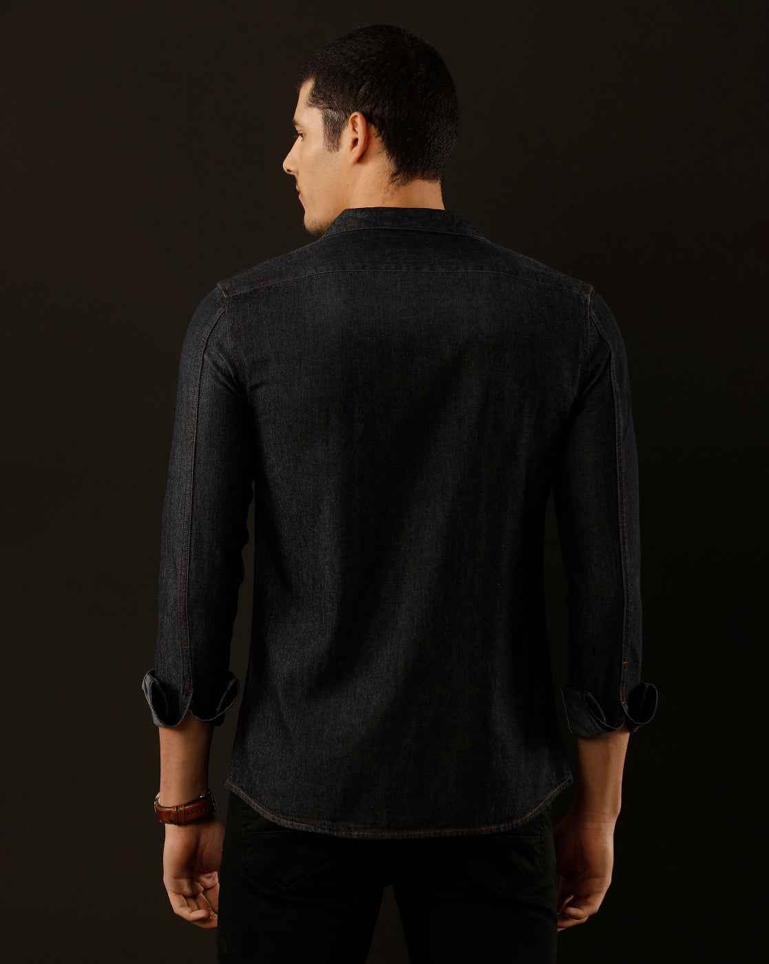 Men's Slim Fit Solid Denim Casual Shirt (CUNGS)