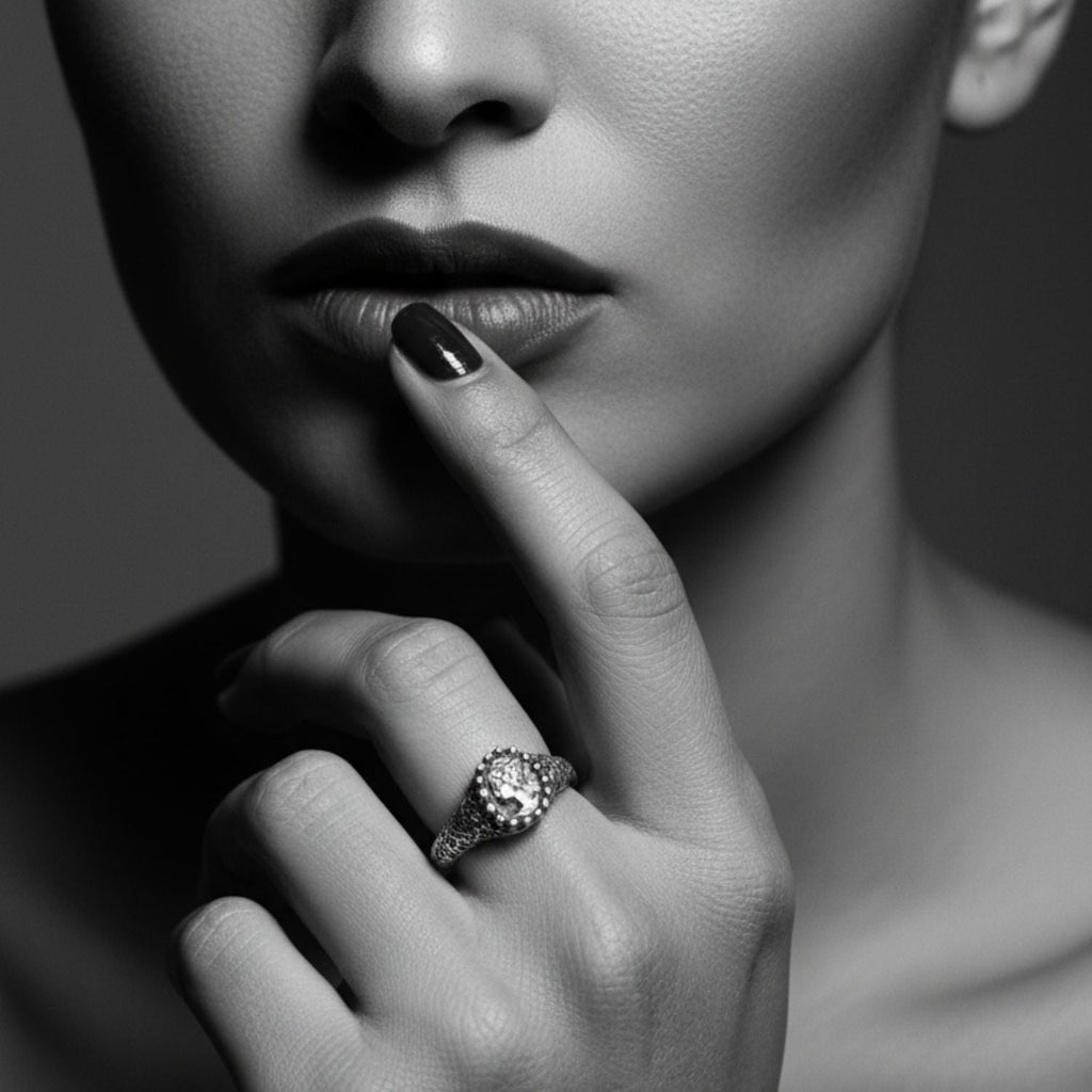 Ancient Replica Cameo Muse Ring – One of a Kind – Handmade Sterling Silver 925 – Hand-Carved Portrait