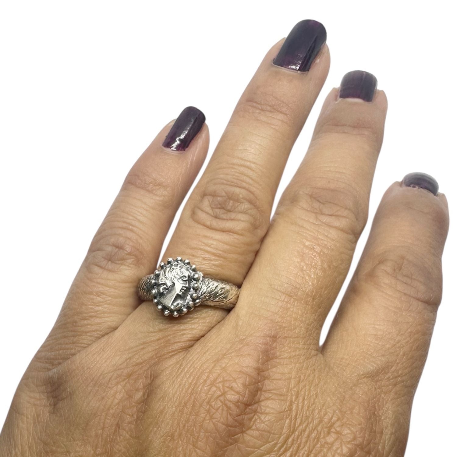 Cameo Muse Ring – One of a Kind – Handmade Sterling Silver 925 – Sculptural Female Portrait