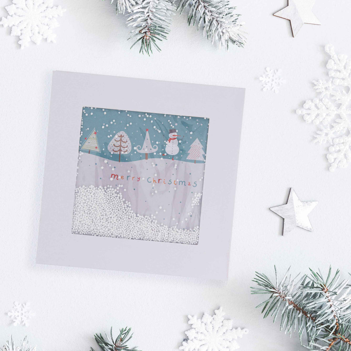 Collins Christmas Cards - Winter Scene with 3D Snow Effect Cover Design - 10 Pack Festive Greeting Cards