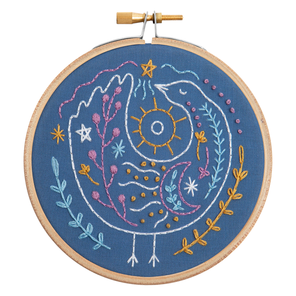 Celestial Bird Mini Embroidery Kit for Beginners