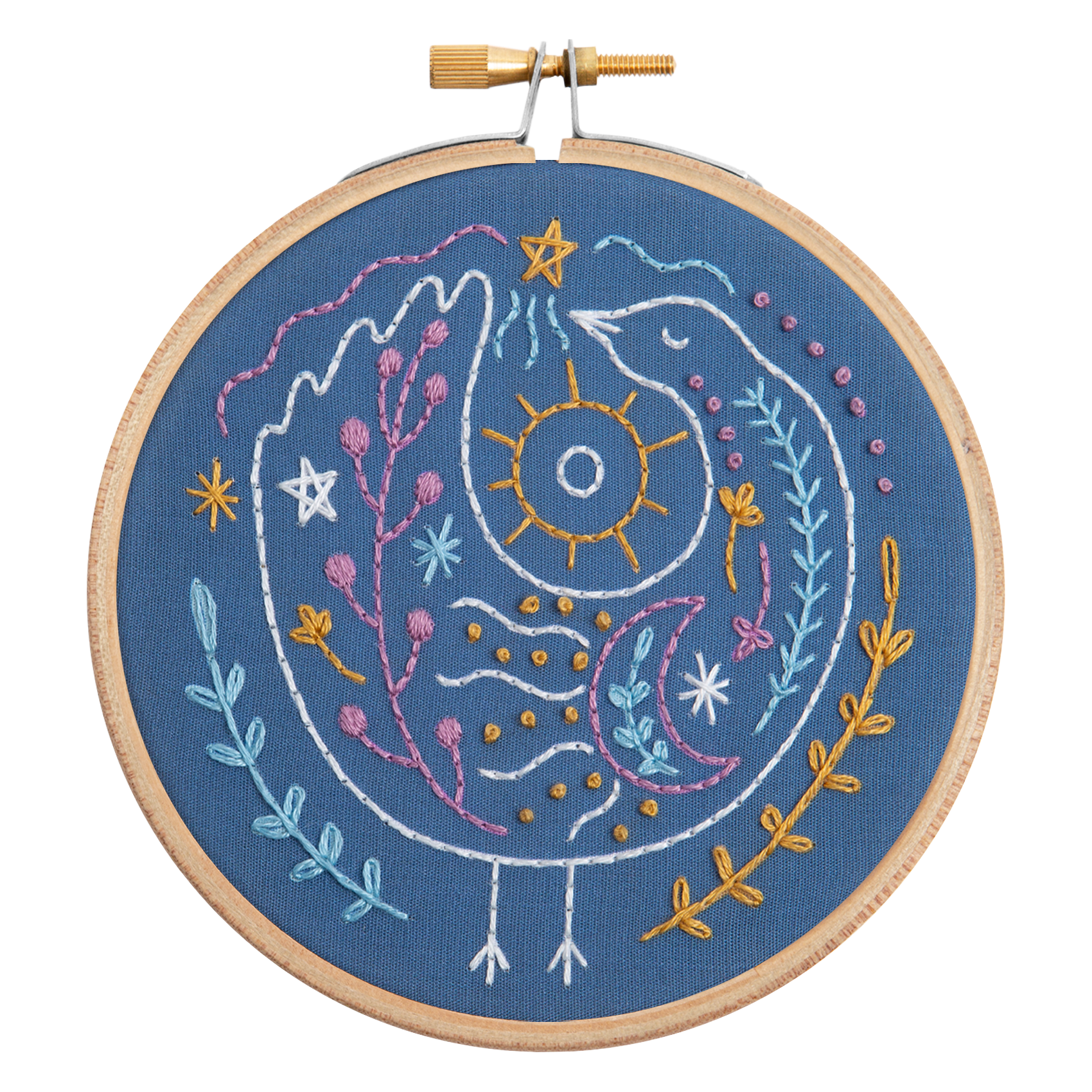 Celestial Bird Mini Embroidery Kit for Beginners