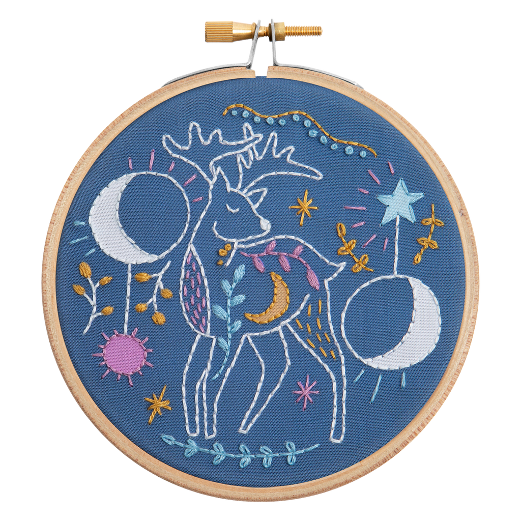 Celestial Deer Mini Embroidery Kit for Beginners