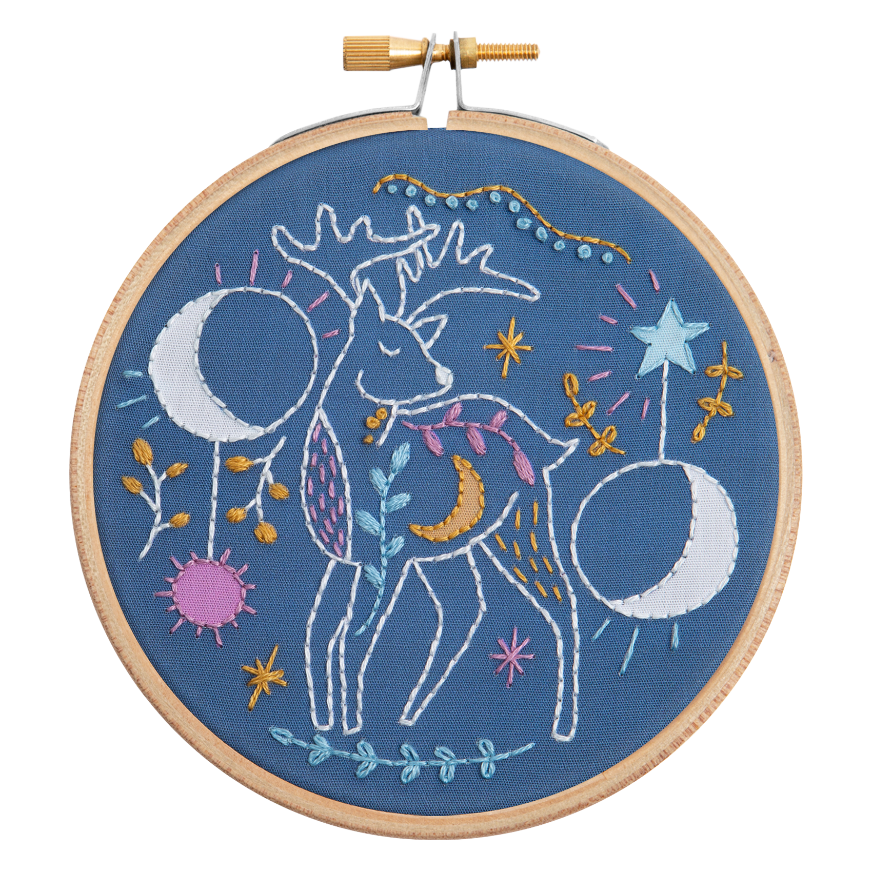 Celestial Deer Mini Embroidery Kit for Beginners