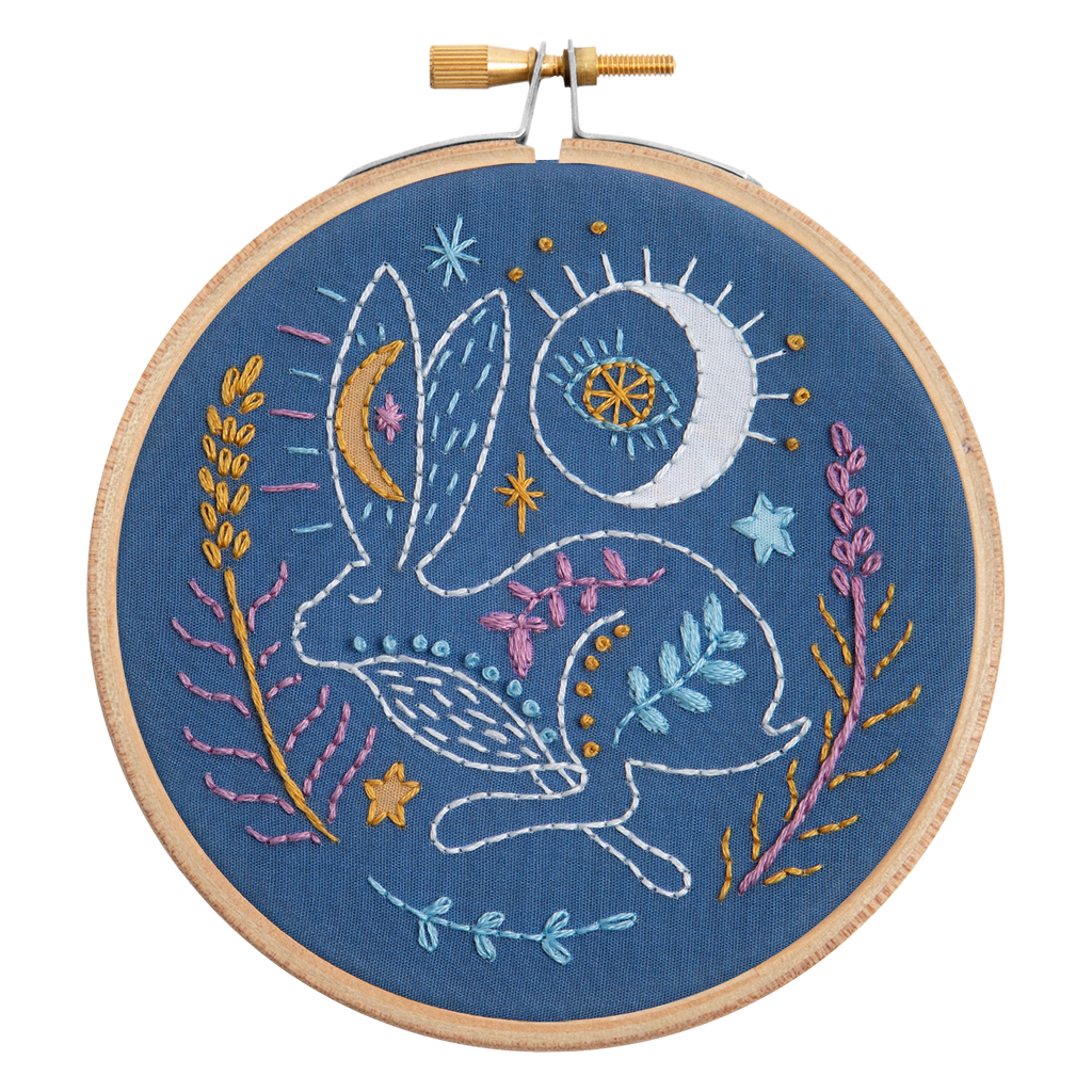 Celestial Hare Mini Embroidery Kit for Beginners
