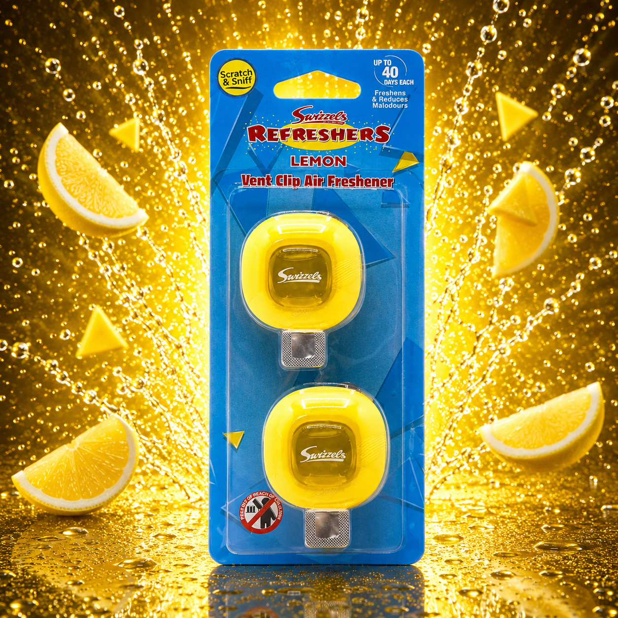 Swizzels Lemon Refreshers Twin Vent Clip Car Air Freshener