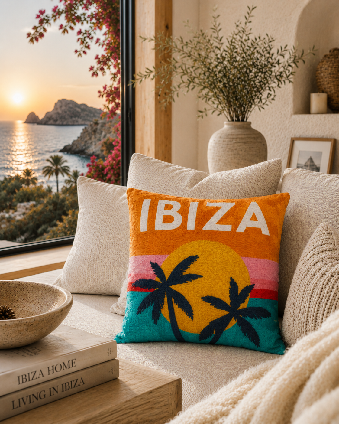 Ibiza Sunset Needlepoint Pillow