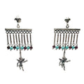 Cherub Chandelier Earrings with Garnet & Turquoise – Handmade Sterling Silver 925