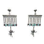 Cherub Chandelier Earrings with Garnet & Turquoise – Handmade Sterling Silver 925