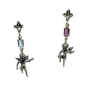 Cherub Drop Earrings with Amethyst & Aquamarine – One of a Kind – Handmade Sterling Silver 925