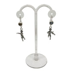 Violin & Flute Cherub Earrings with Cat's Eye Gemstones – One of a Kind – Handmade Sterling Silver 925