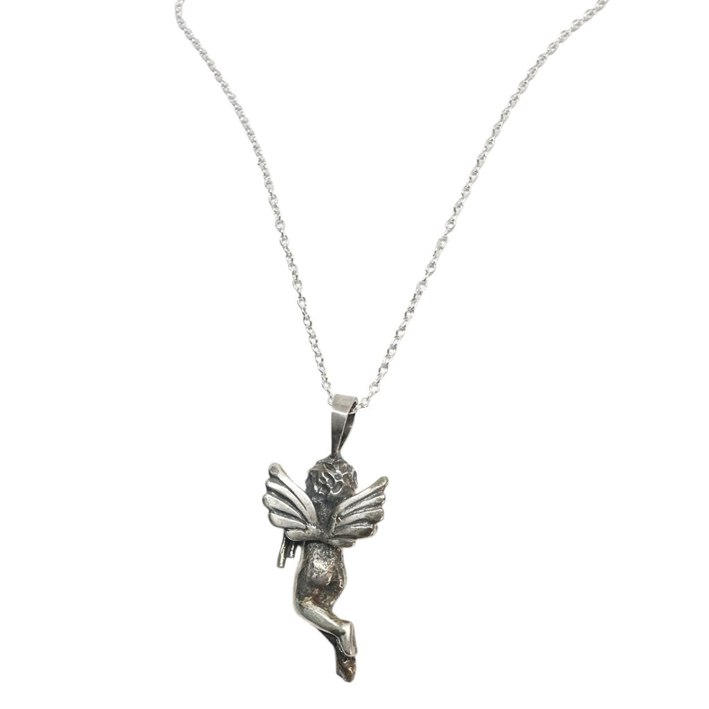 Cherub Panflute Pendant Necklace – Handmade Sterling Silver 925 – Classical Mythology