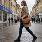 Leather Midi Satchel - Chestnut