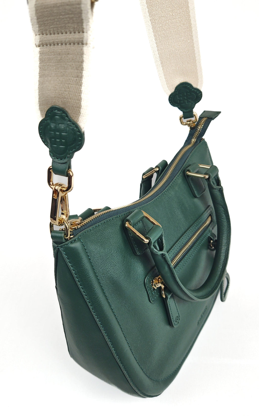 SADDLER "Chloe" Real Leather Twin-Handle Handbag with Crossbody Strap - Handmade, with Keepsake Pouch