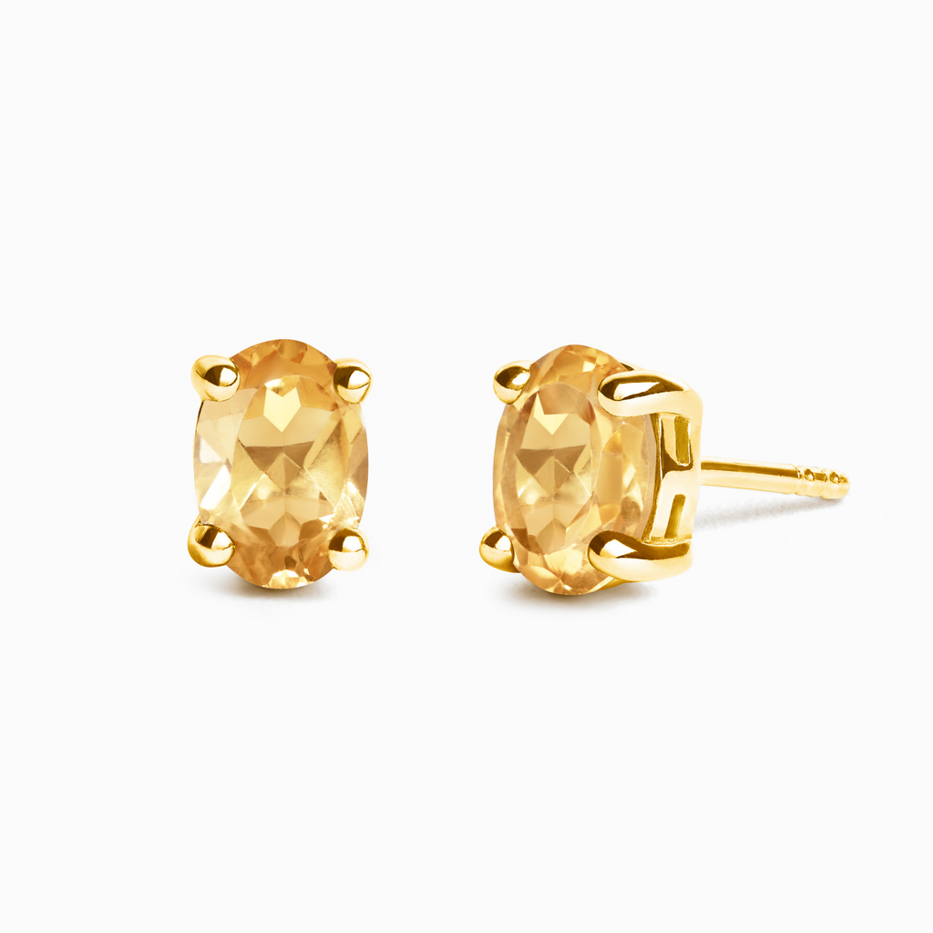 Citrine Oval Stud Earrings in 18k Gold Vermeil
