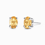Citrine Oval Stud Earrings in Sterling Silver
