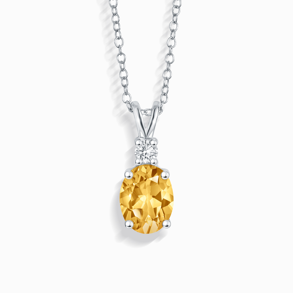 Citrine Pendant Necklace in Sterling Silver