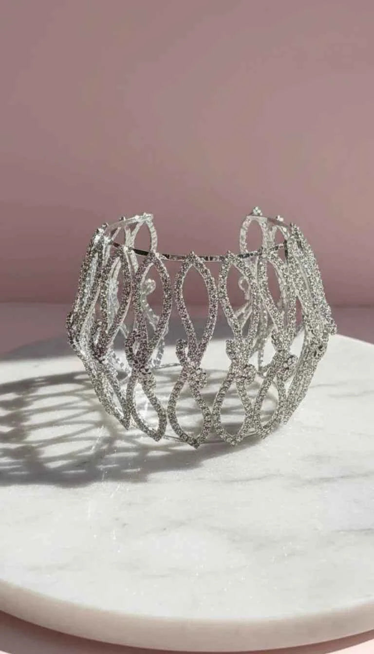 Statement Lattice Crystal Cuff
