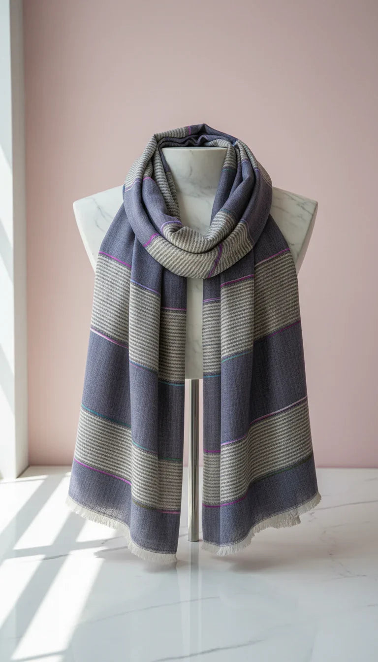 Lightweight Eco-Friendly Striped Glitter Scarf, Soft Breathable Shawl Wrap Sustainable Wood Pulp Biodegradable Scarf Pack of 12