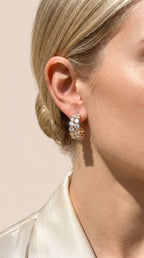 Round Cut Crystal Gold Plated Huggie Hoop Earrings