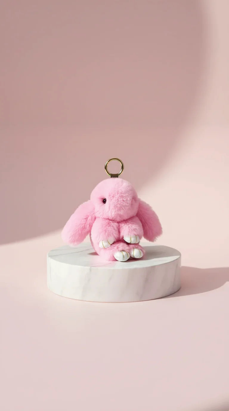Plush Fluffy Bunny Rabbit Key Ring & Bag Charm