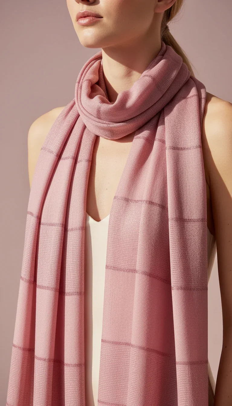 Lightweight Eco-Friendly Striped Glitter Scarf, Soft Breathable Shawl Sustainable Plant Pulp Scarf Pack of 12