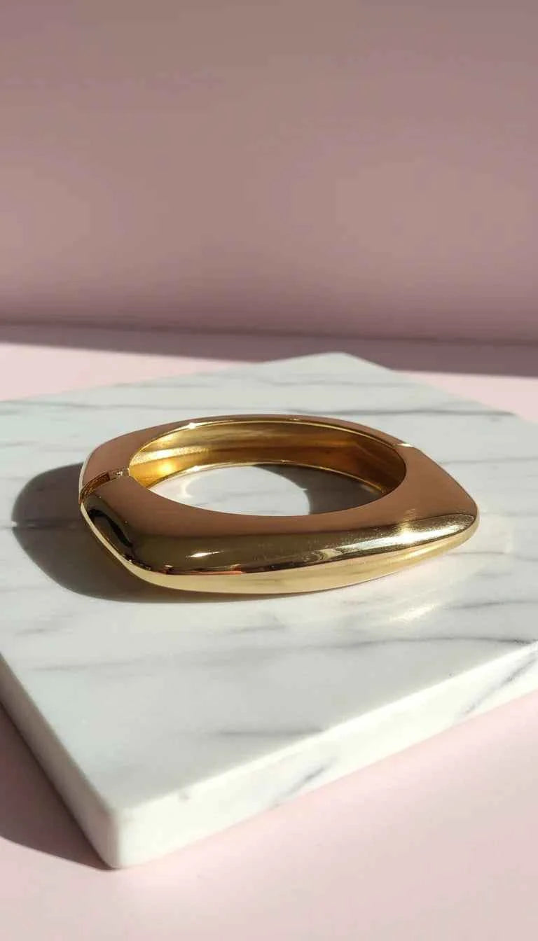 Square Chunky Melted Sculpted Statement Cuff Bangle