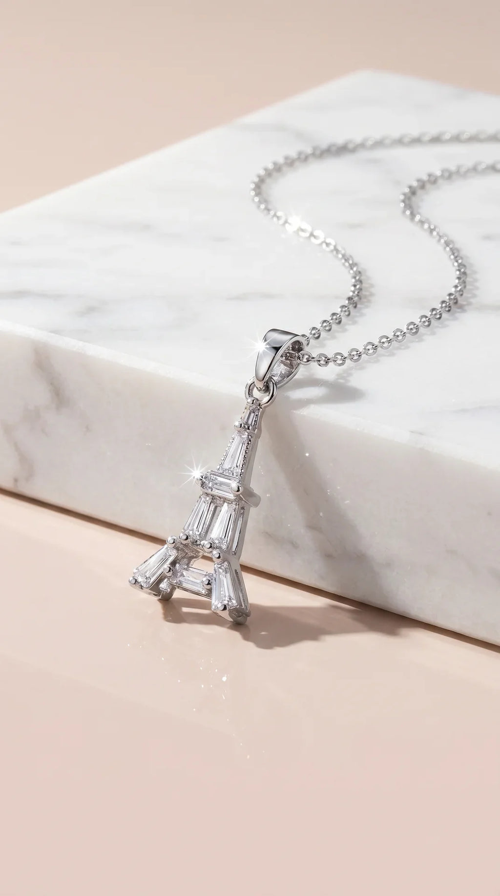 Eiffel Tower Crystal Pendant Necklace
