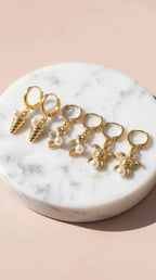 6 Pieces Crystal Seahorse Gold Plated Huggie Hoop Earrings