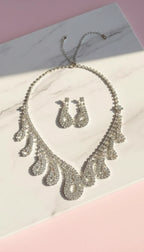 Crystal Drip Statement Necklace & Earrings Set