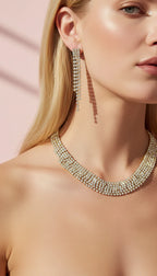 Tennis Collar Crystal Statement Necklace & Earrings Set