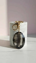Faceted Oval Glass Crystal Keyring & Bag Charm