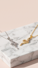 Serpent Snake Crystal Pendant Necklace