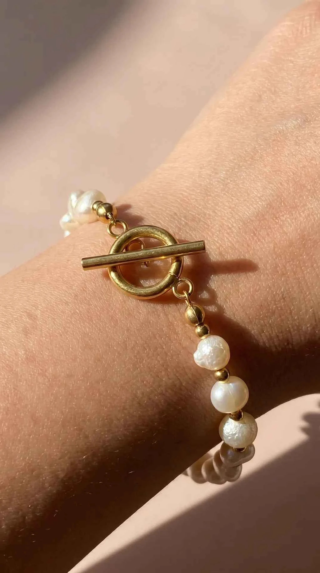 Fresh Water Pearl Gold Plated Toggle Bracelet