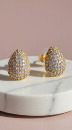 Tear Drop Crystal Pavé Stud Earrings