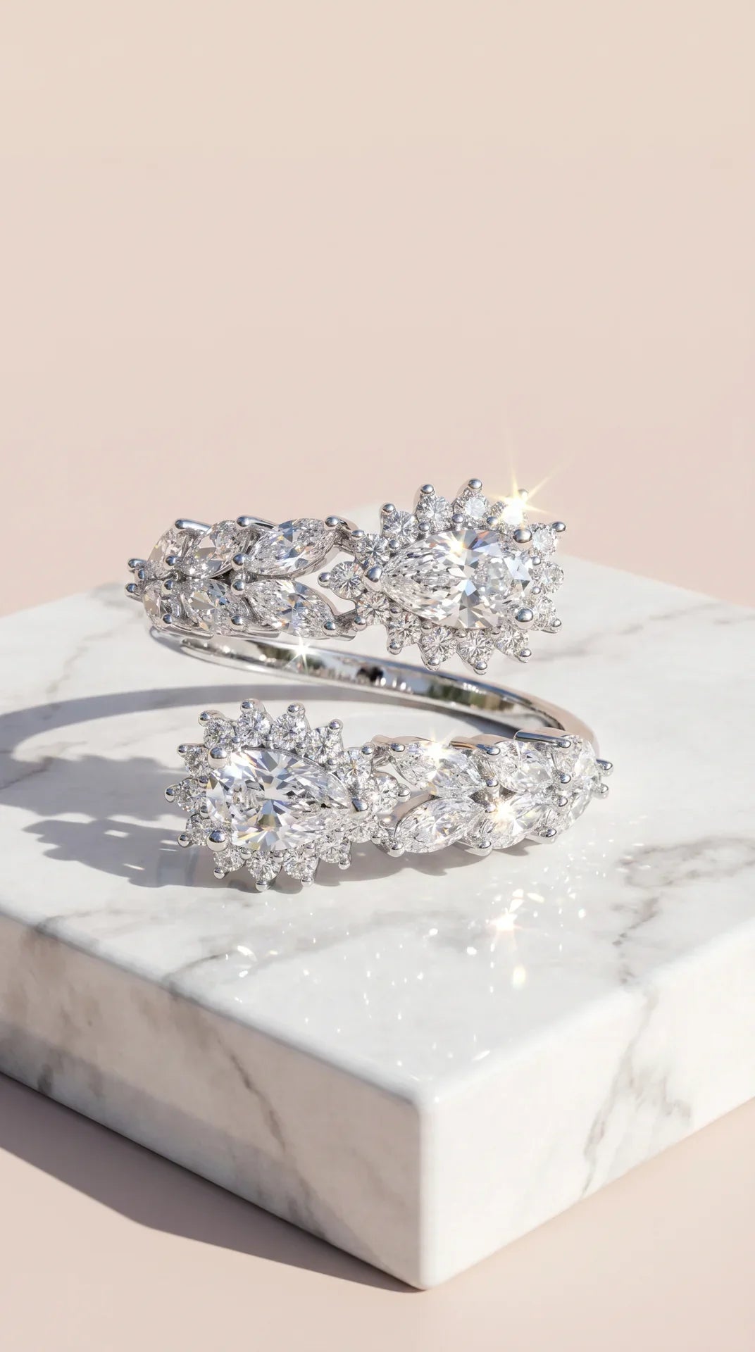 Box Of 12 Crystal Free Size Gold Plated Adjustable Statement Rings