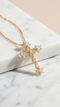 Crystal Cross Gold Plated Symbolic Necklace Pendant